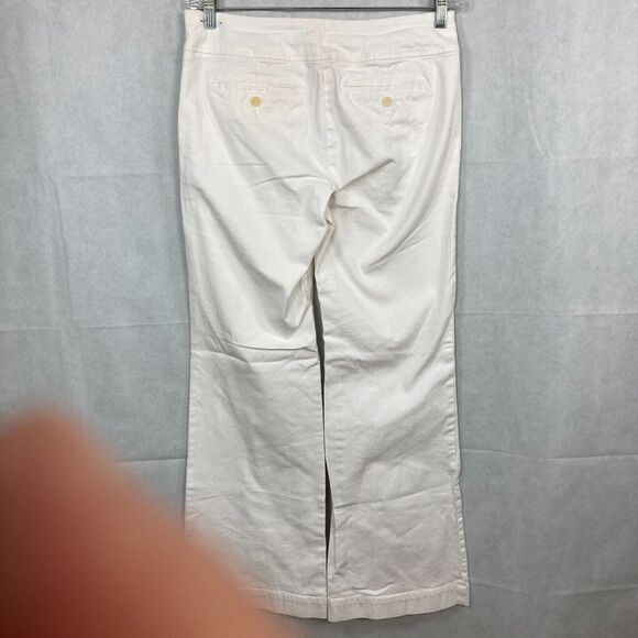 Talbots Jeans Womens Sz 8 White Side Zip Wide Leg Sailor Signature Pockets - Picture 3 of 12